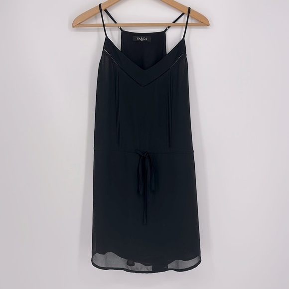 Varga V-Neck Semi Sheer Eyelet Cutout Dress Women’s Size Medium in Black - Picture 1 of 8